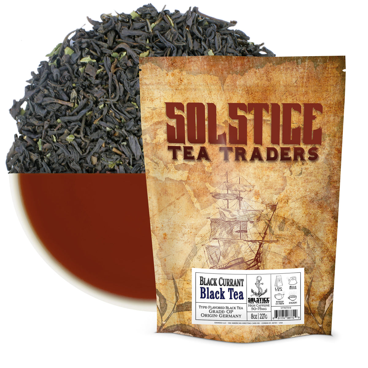 Solstice Blackcurrant Loose Leaf Black Tea (8Ounce Bulk Bag), Makes