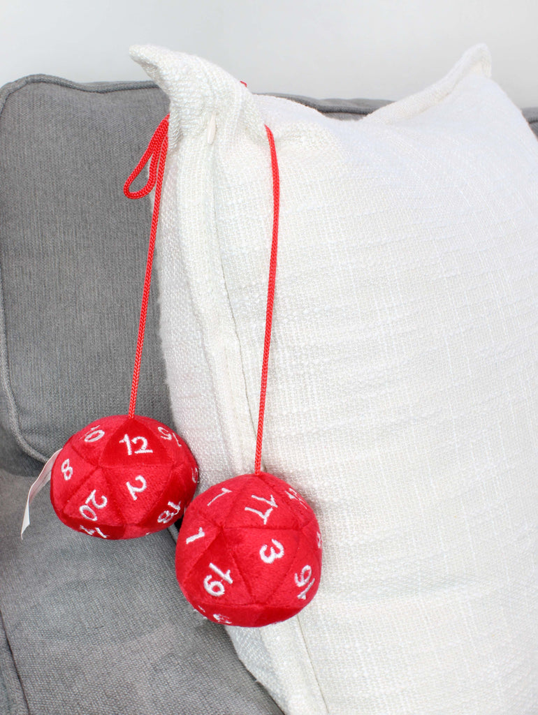Red 20-Sided Plush Dice Danglers (Case of 24) - 24X_TV_06310_CASE