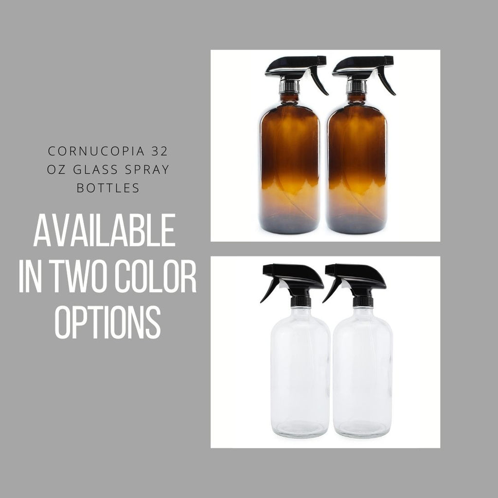 32oz Amber Glass Spray Bottles w/ Mist & Stream Sprayers (16-Pack) - 8X_SH_1141_CASE