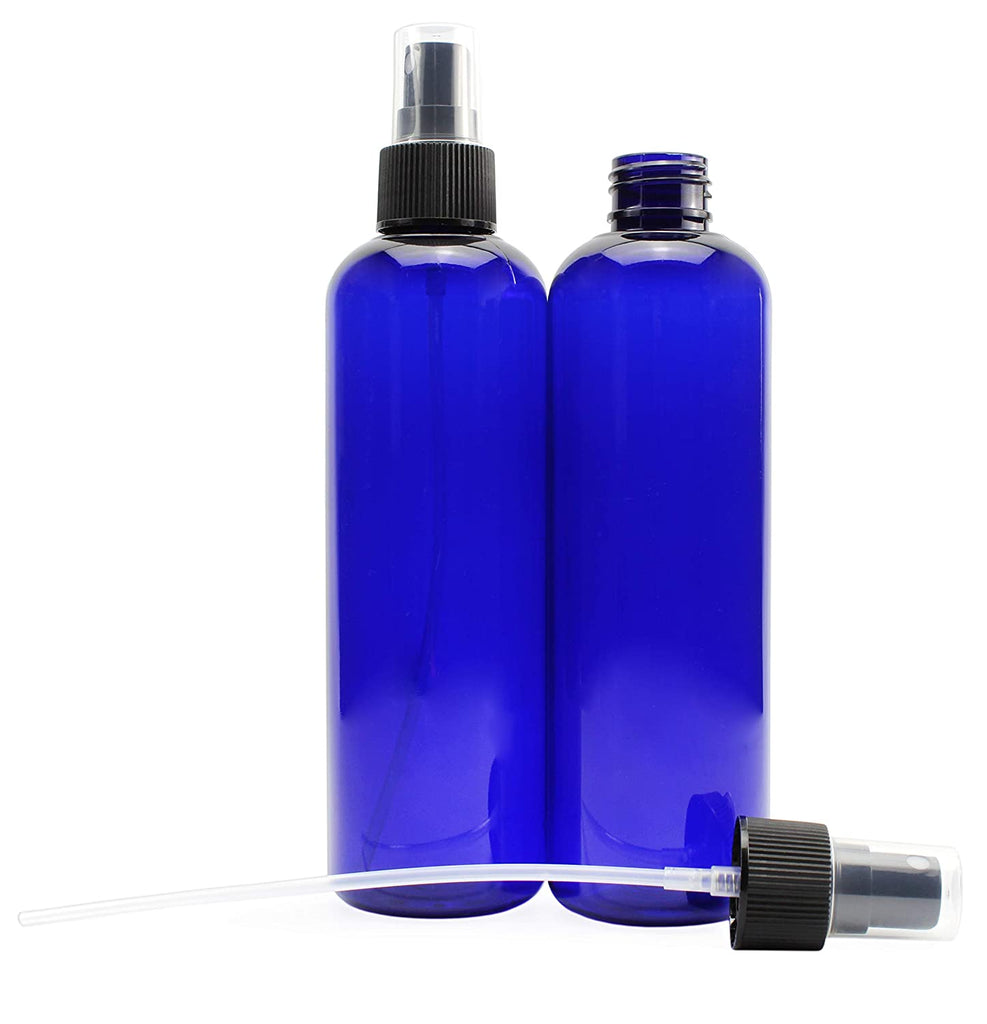 8oz Cobalt Blue Plastic PET Spray Bottles w/ Fine Mist Atomizers (120-pack) - SH_1416_BUNDLE