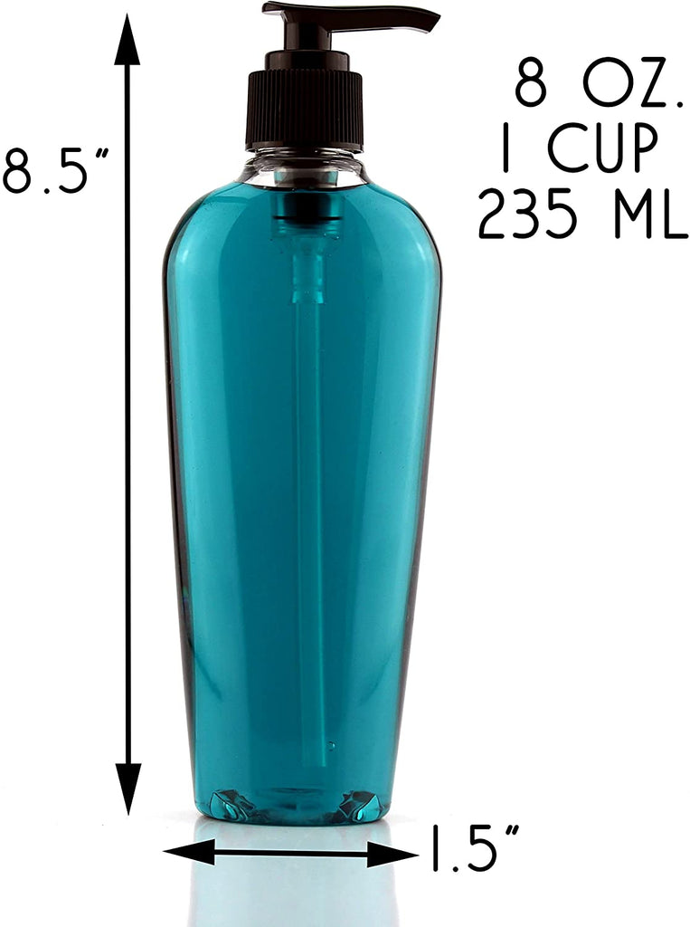 8oz Oval-Shaped Plastic Lotion Pump Bottles (128-Pack) - 16X_SH_1617_CASE