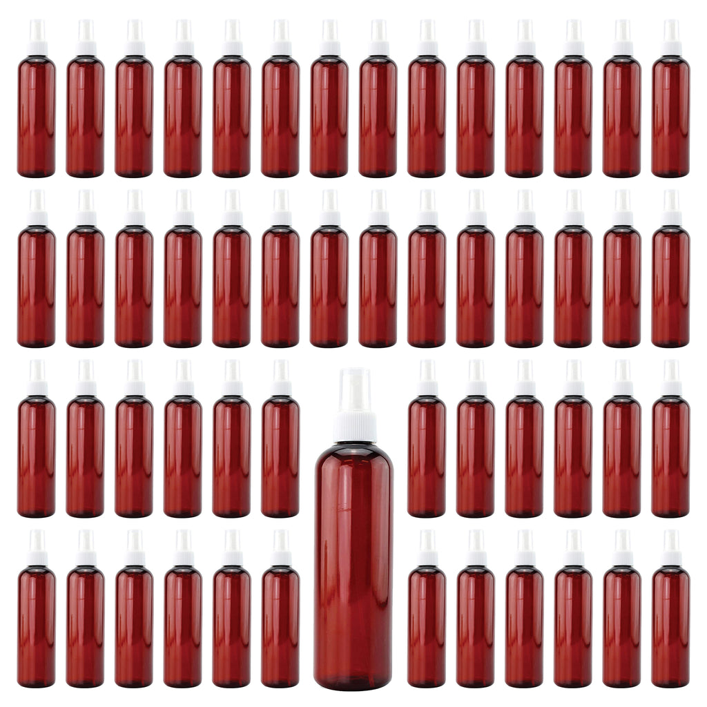 8oz Amber Brown PLASTIC Spray Bottles w/Fine Mist Atomizers (120-Pack) - 20X_SH_1777_BUNDLE