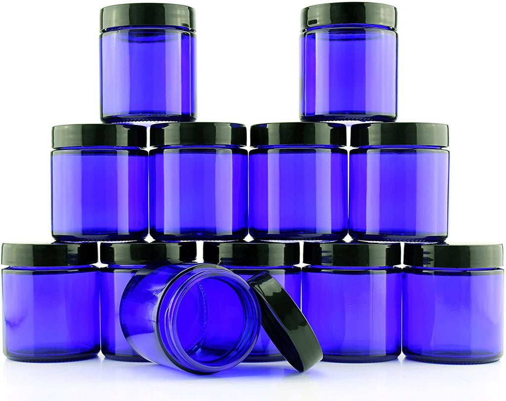 4oz Cobalt Blue Glass Straight Sided Cosmetic Jars (120-Pack) - 10X_SH_913_BUNDLE