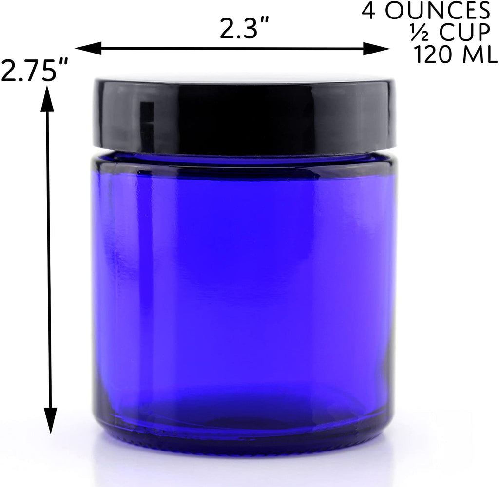 4oz Cobalt Blue Glass Straight Sided Cosmetic Jars (120-Pack) - 10X_SH_913_BUNDLE