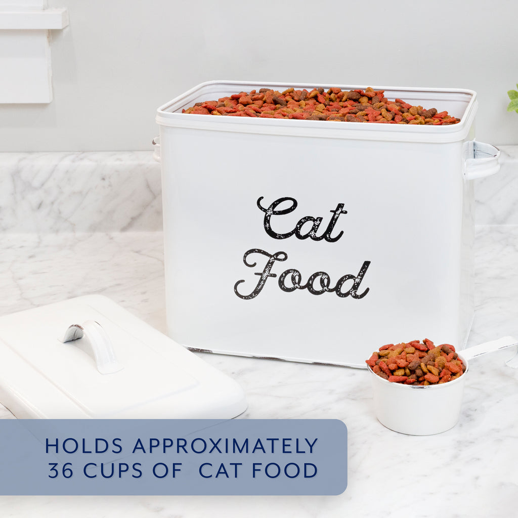 White Enamelware Cat Food Container - sh2392ah1
