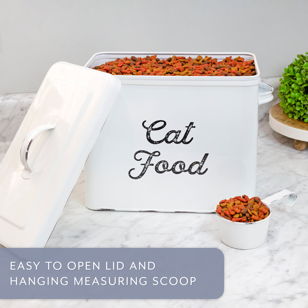 White Enamelware Cat Food Container - sh2392ah1