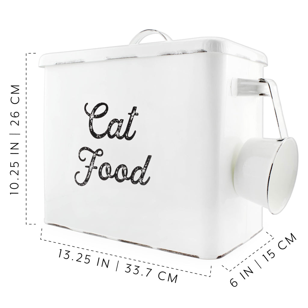 White Enamelware Cat Food Container - sh2392ah1