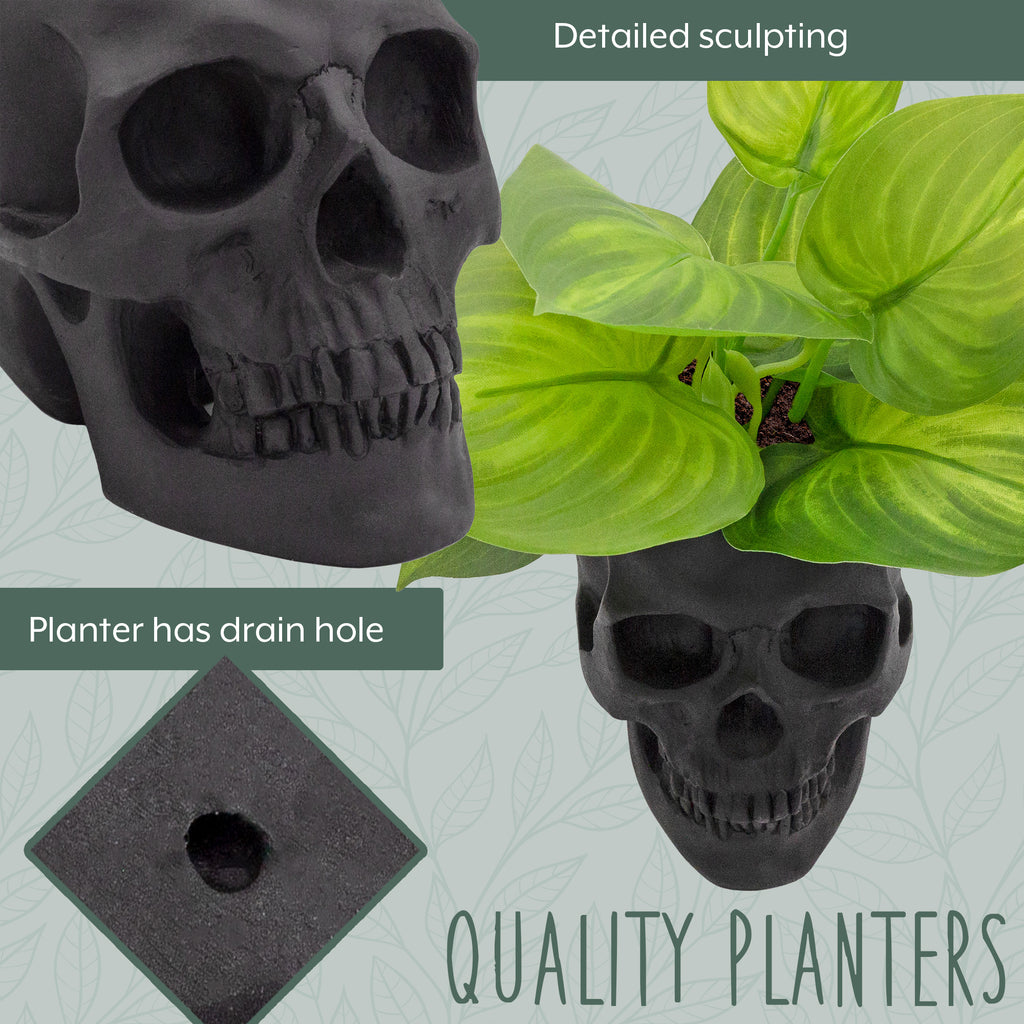 Black Skull Planter Pot - sh2295es1