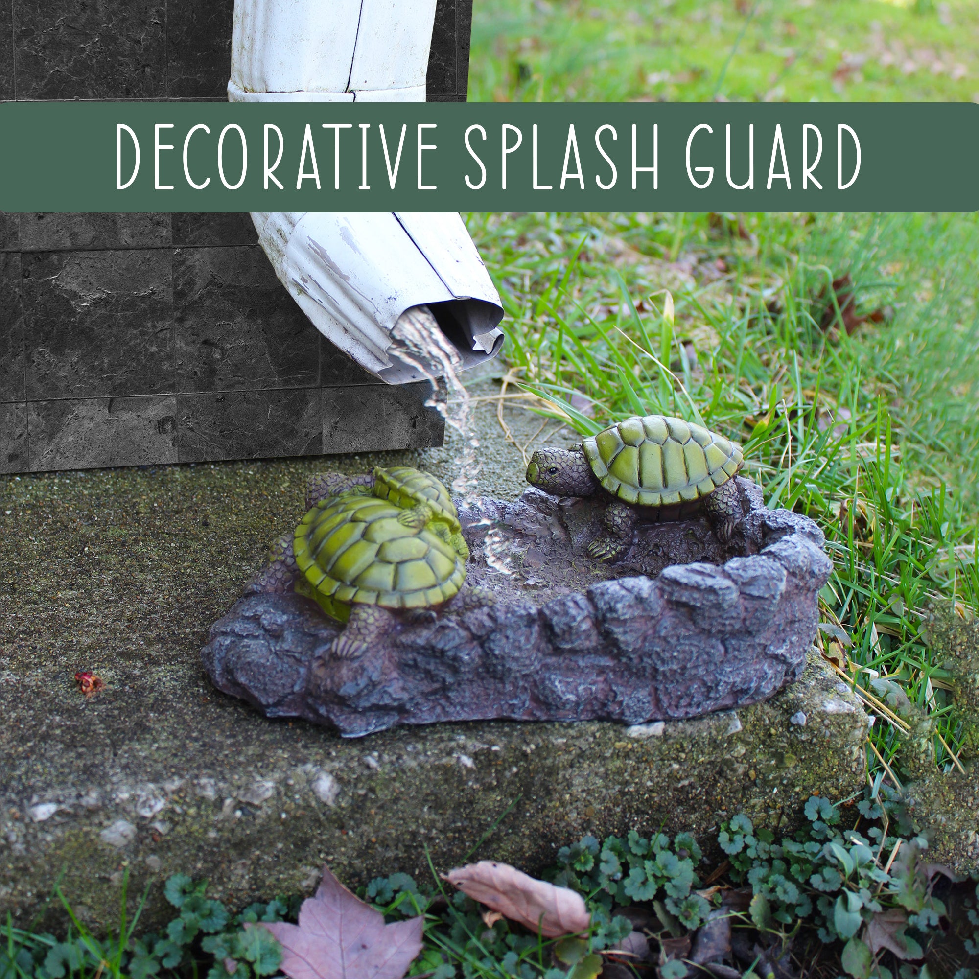 Esterno Turtles Splash Block; Resin Turtle Pond Gutter Downspout ...