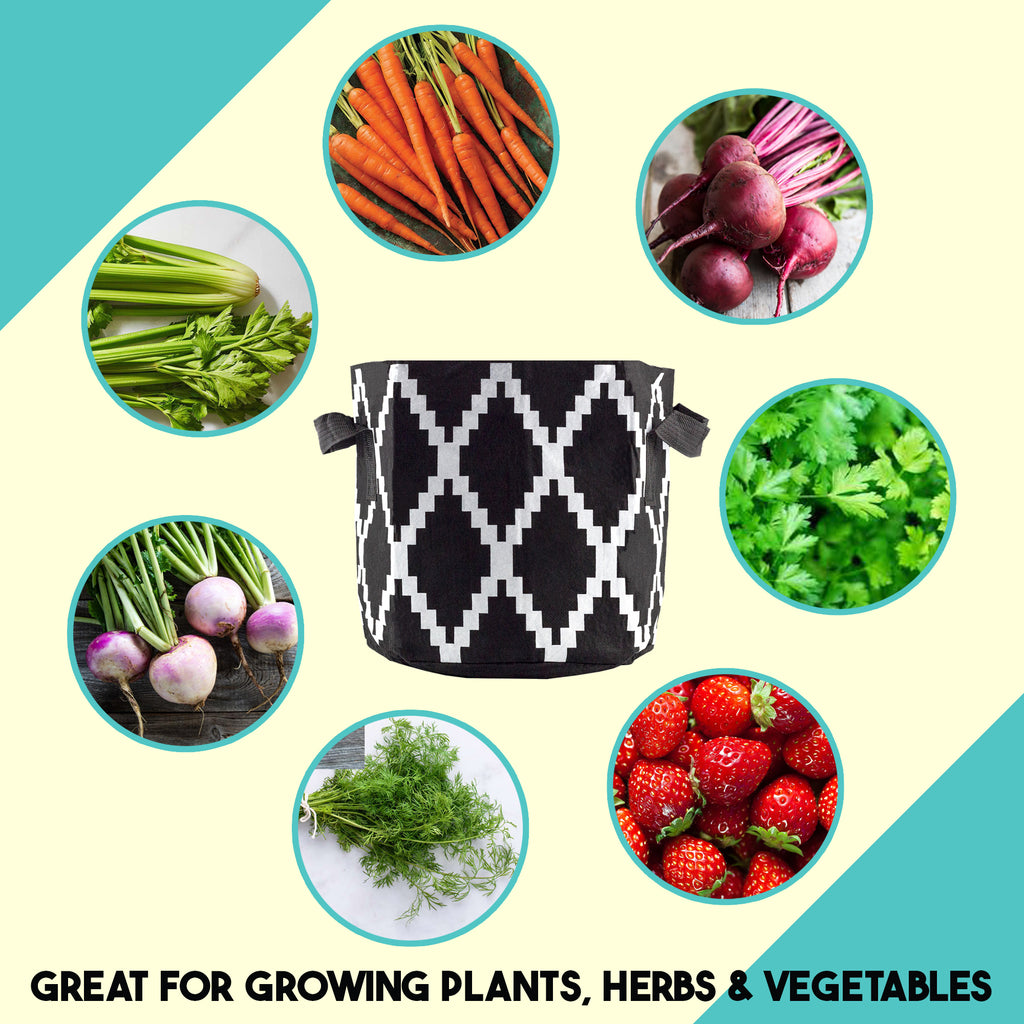 Grow Bags (Set of 4, Black & White Boho) - GrowBags