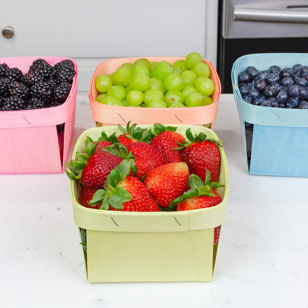 Quart Wooden Berry Baskets (Set of 6, Pastel-Colored) - sh2420cb0