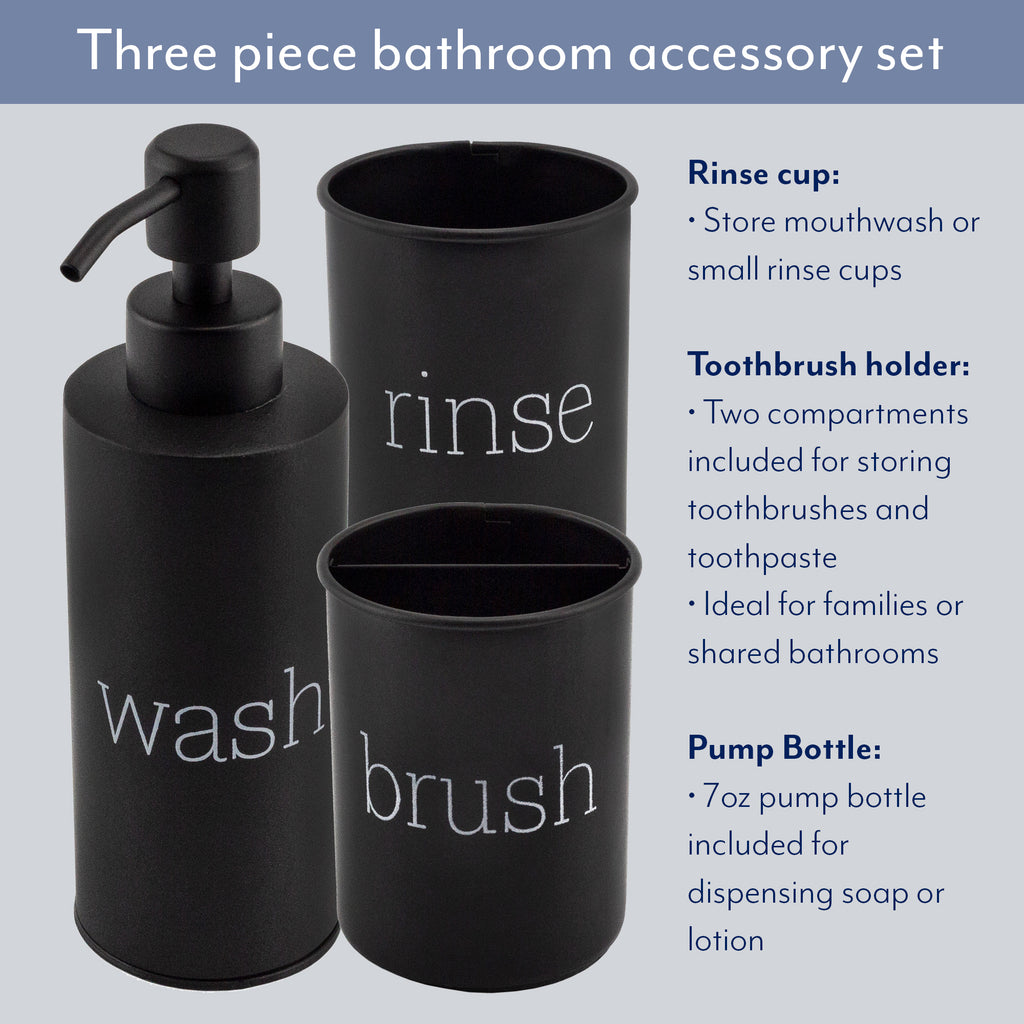 Farmhouse Bathroom Accessories Set (3-Piece Set, Black) - sh2430ah1