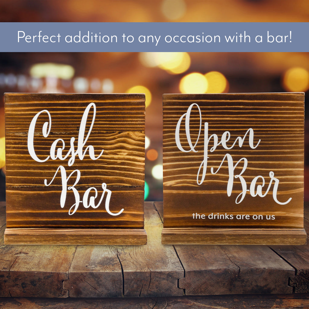 Open Bar / Cash Bar Reversible Sign for Wedding Receptions and Events (Case of 72) - 72X_SH_2448_CASE