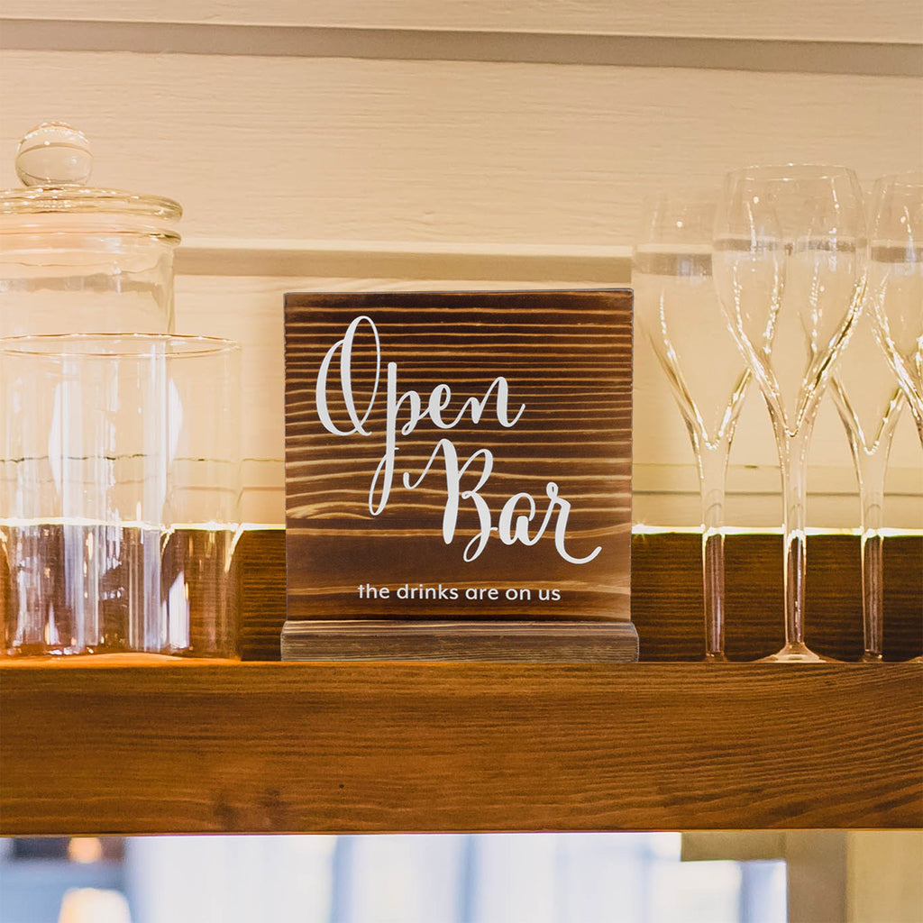 Open Bar / Cash Bar Reversible Sign for Wedding Receptions and Events - sh2448dar0