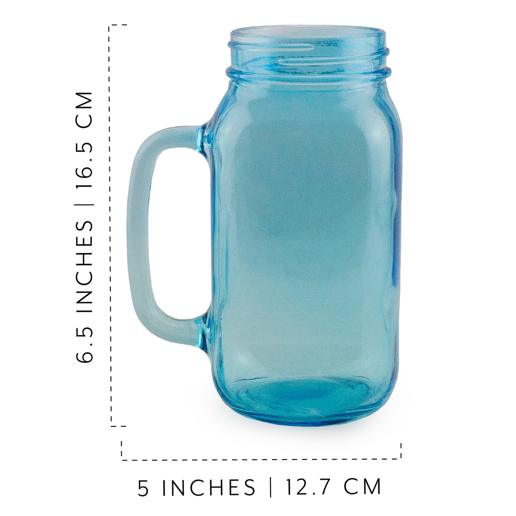 Mason Jar Mugs with Handles (24oz, Blue, 4-Pack) - sh2457dar0