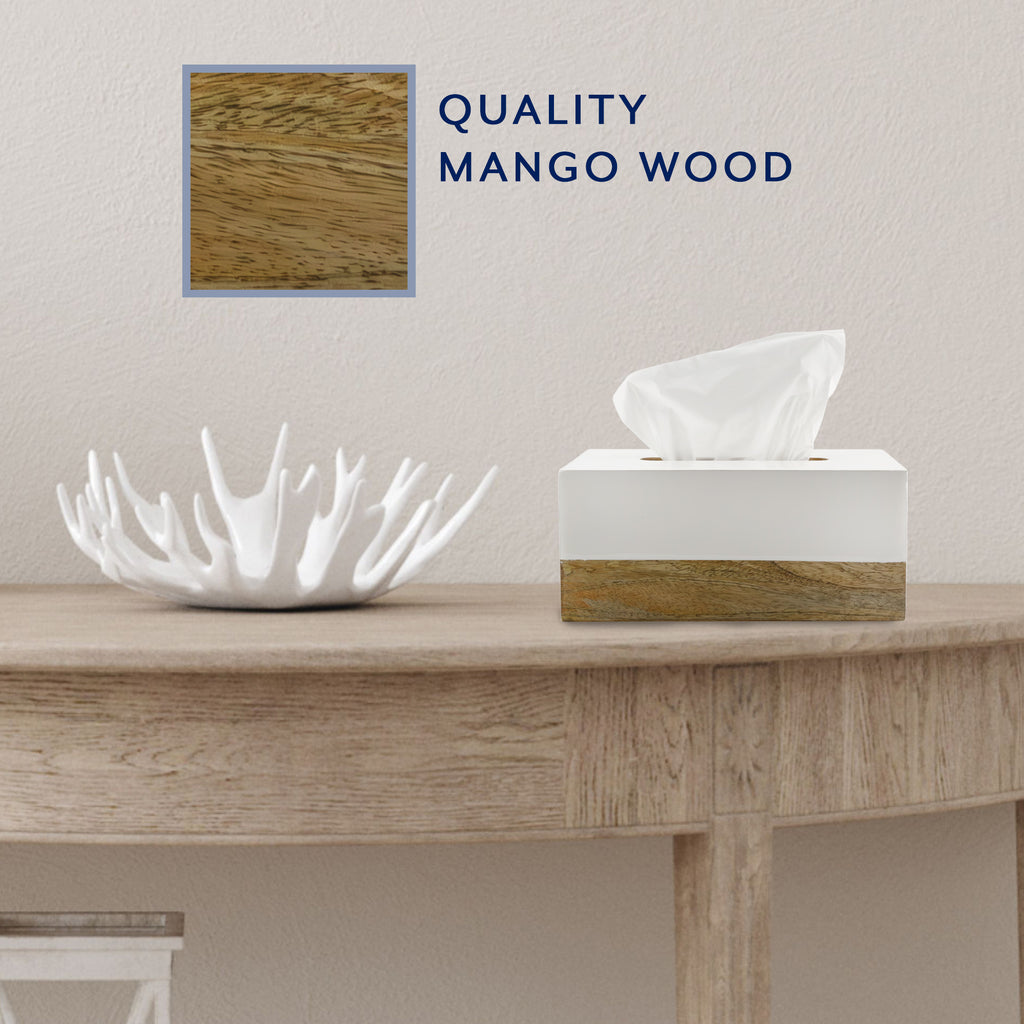 Rectangular Tissue Box Cover (Enamel/Mango Wood) - sh2472ah10