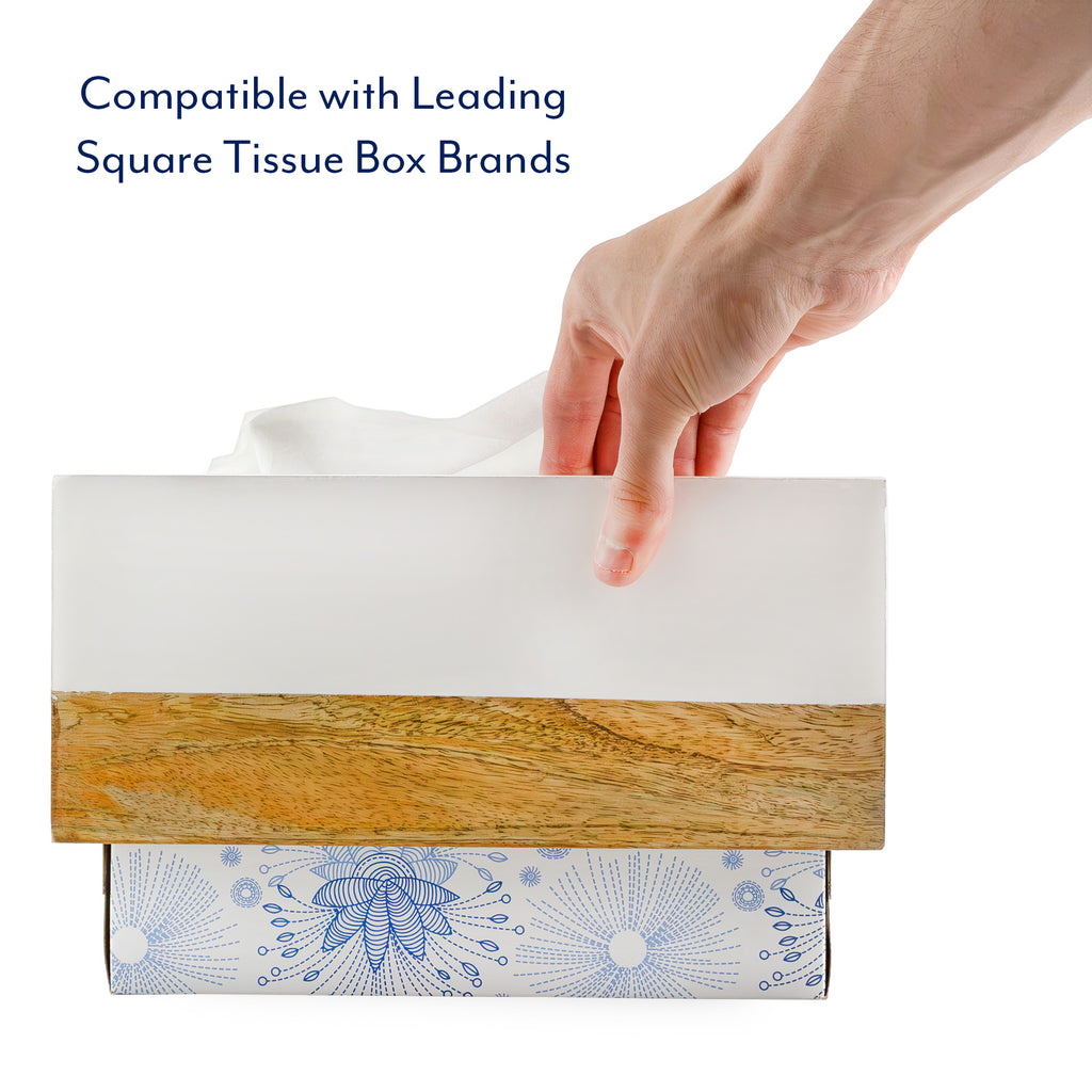 Rectangular Tissue Box Cover (Enamel/Mango Wood) - sh2472ah10