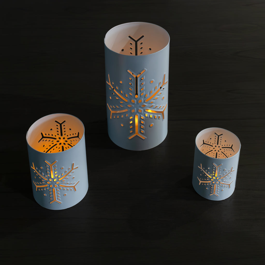 Snowflake Candle Lanterns for Pillar Candles (Set of 3) - sh2496ah1