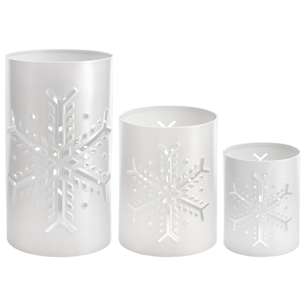 Snowflake Candle Lanterns for Pillar Candles (Set of 3) - sh2496ah1