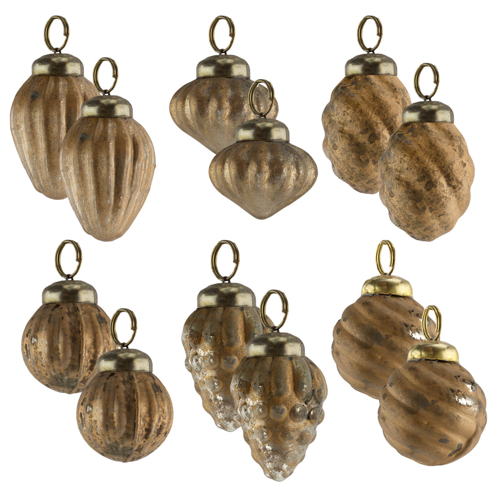 Small Glass Finial Ornaments (Set of 12, Gold) - sh2530ah1