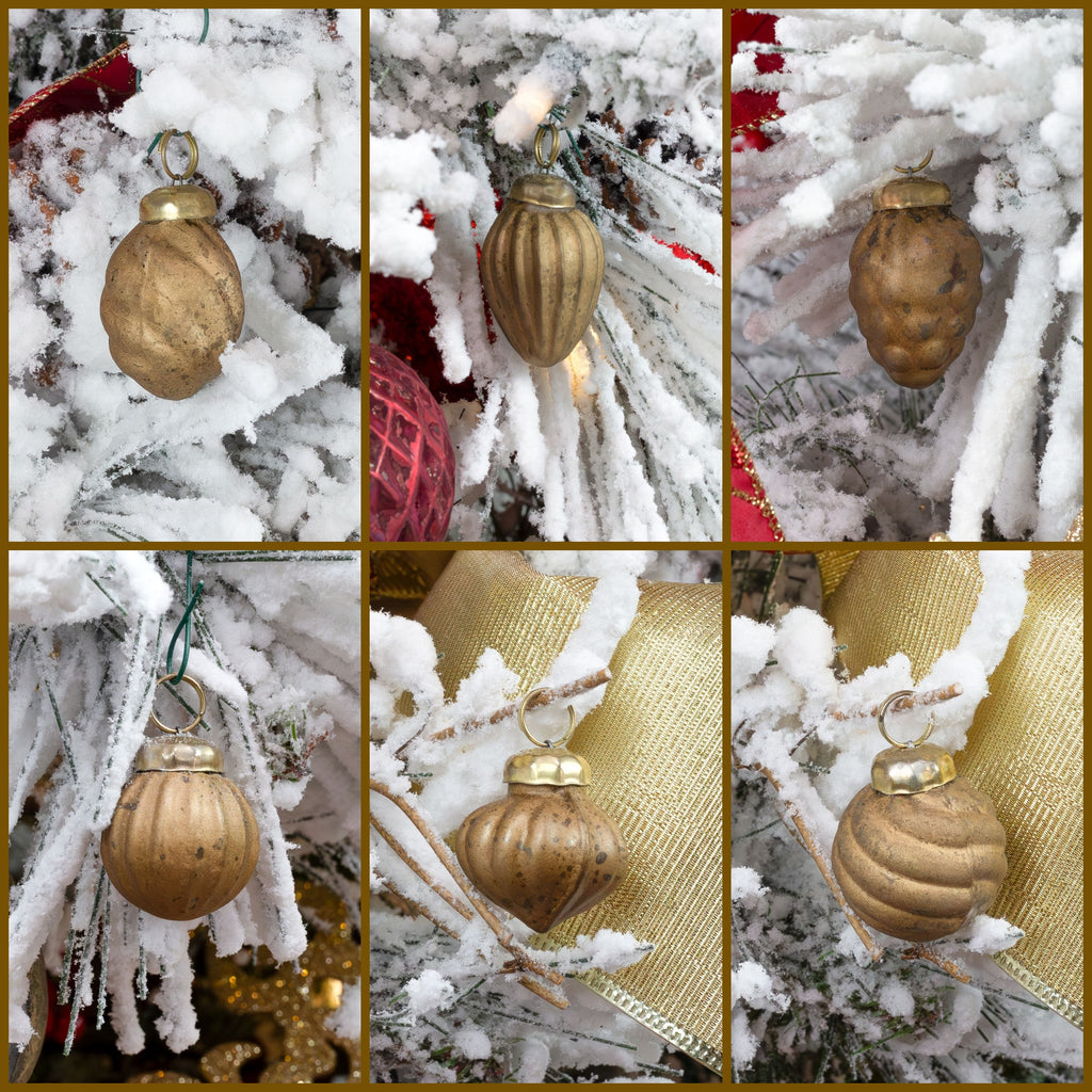 Small Glass Finial Ornaments (Set of 12, Gold) - sh2530ah1