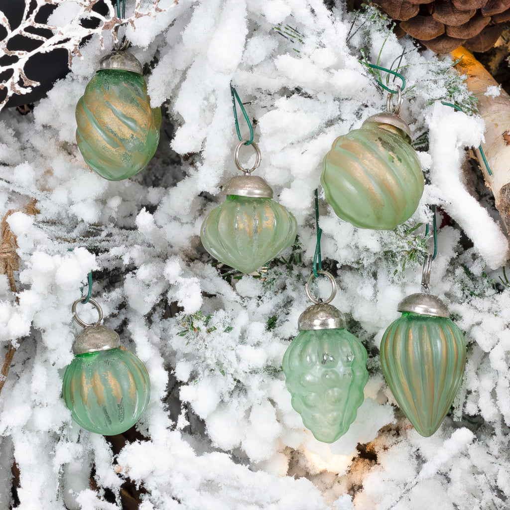 Small Glass Finial Christmas Ornaments (Set of 12, Soda Glass) - sh2532ah1