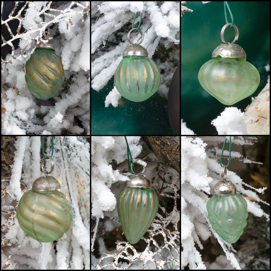 Small Glass Finial Christmas Ornaments (Set of 12, Soda Glass) - sh2532ah1