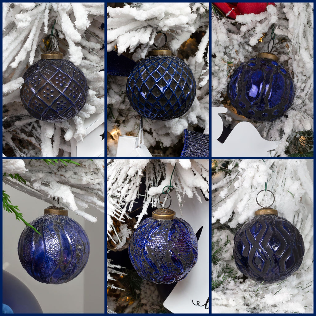 Farmhouse Christmas Ball Ornaments (Set of 6, Blue) - sh2533ah1