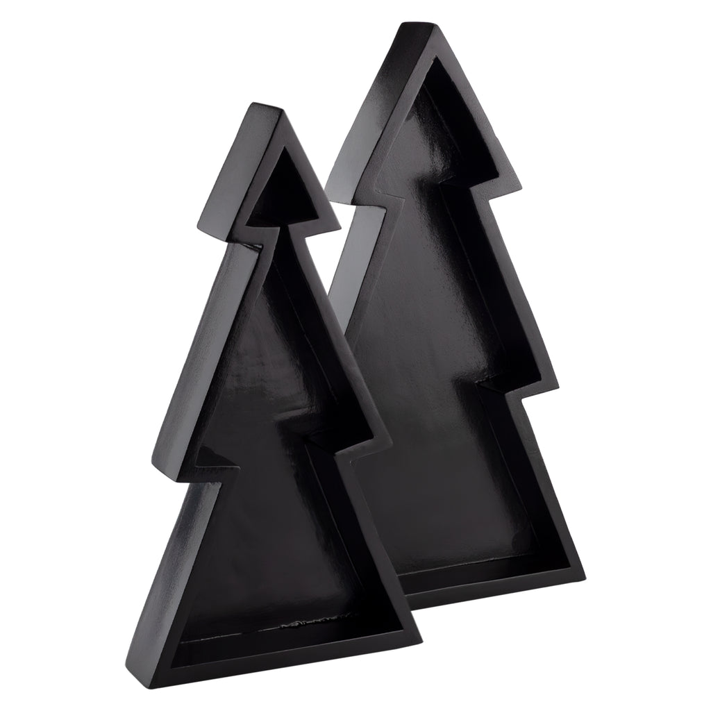 Wooden Christmas Tree Trays (Nested Set of 2, Black) - sh2539ah1