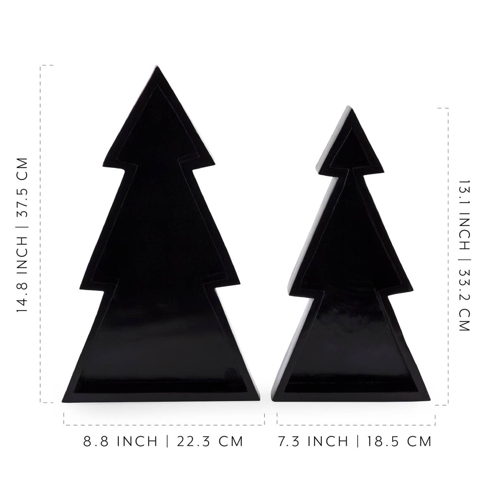 Wooden Christmas Tree Trays (Nested Set of 2, Black) - sh2539ah1