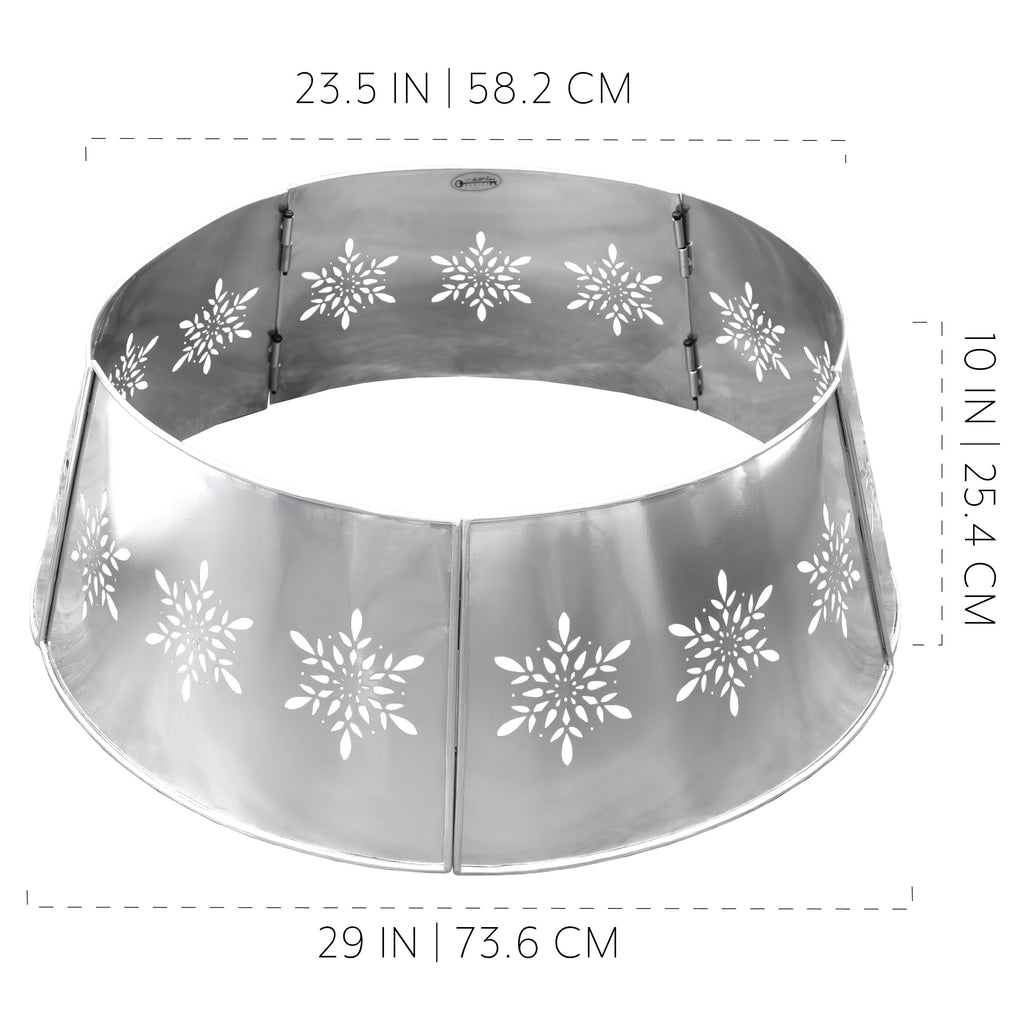 Snowflake Farmhouse Tree Collar (29-Inch Diameter Base, Silver) - sh2544ah1