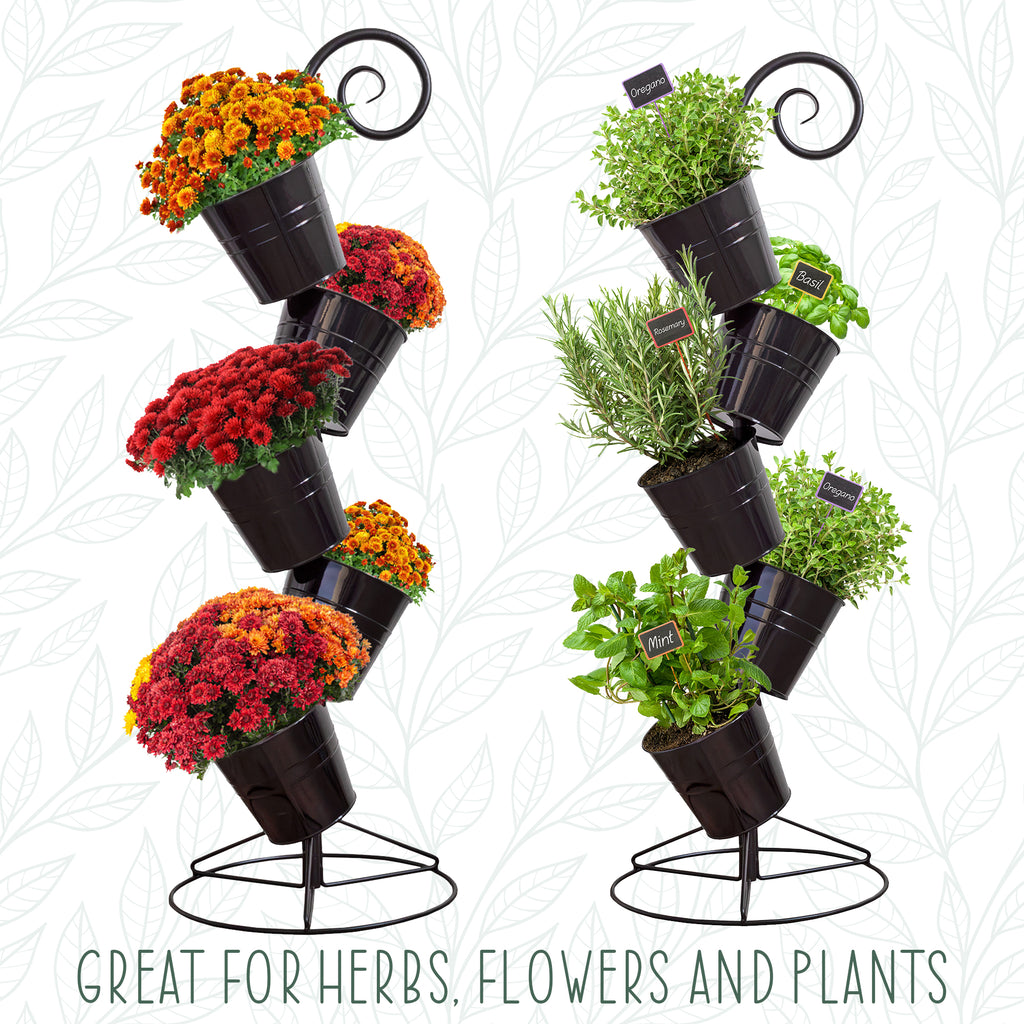 Hanging Flower Pot Tiered Stand (Black) - sh2552es1