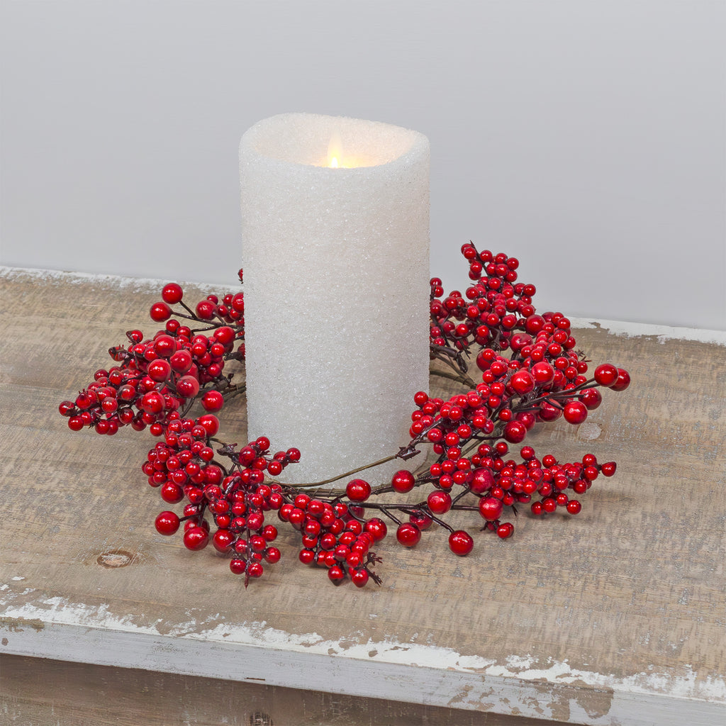 Christmas Greenery Candle Wreaths (2-Pack, Red Berry) - SXF22-054ah1