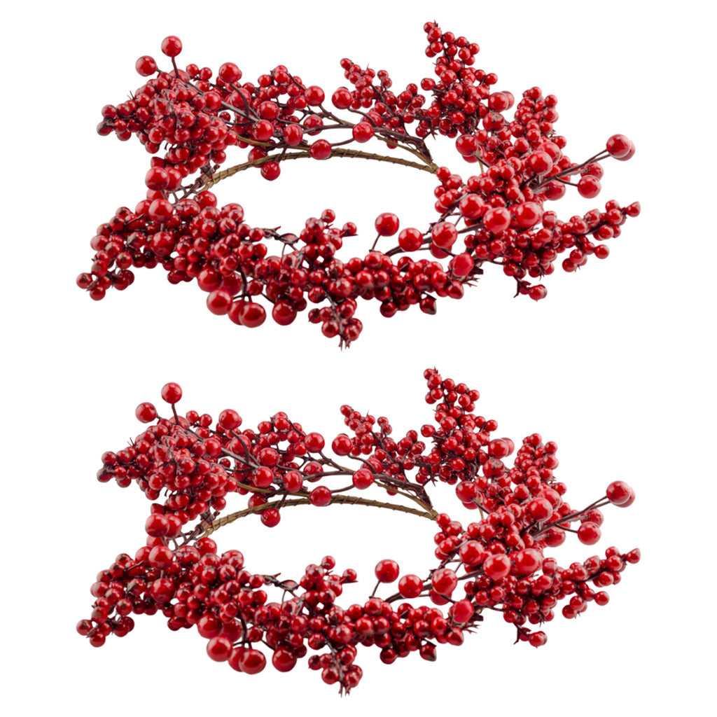 Christmas Greenery Candle Wreaths (2-Pack, Red Berry) - SXF22-054ah1