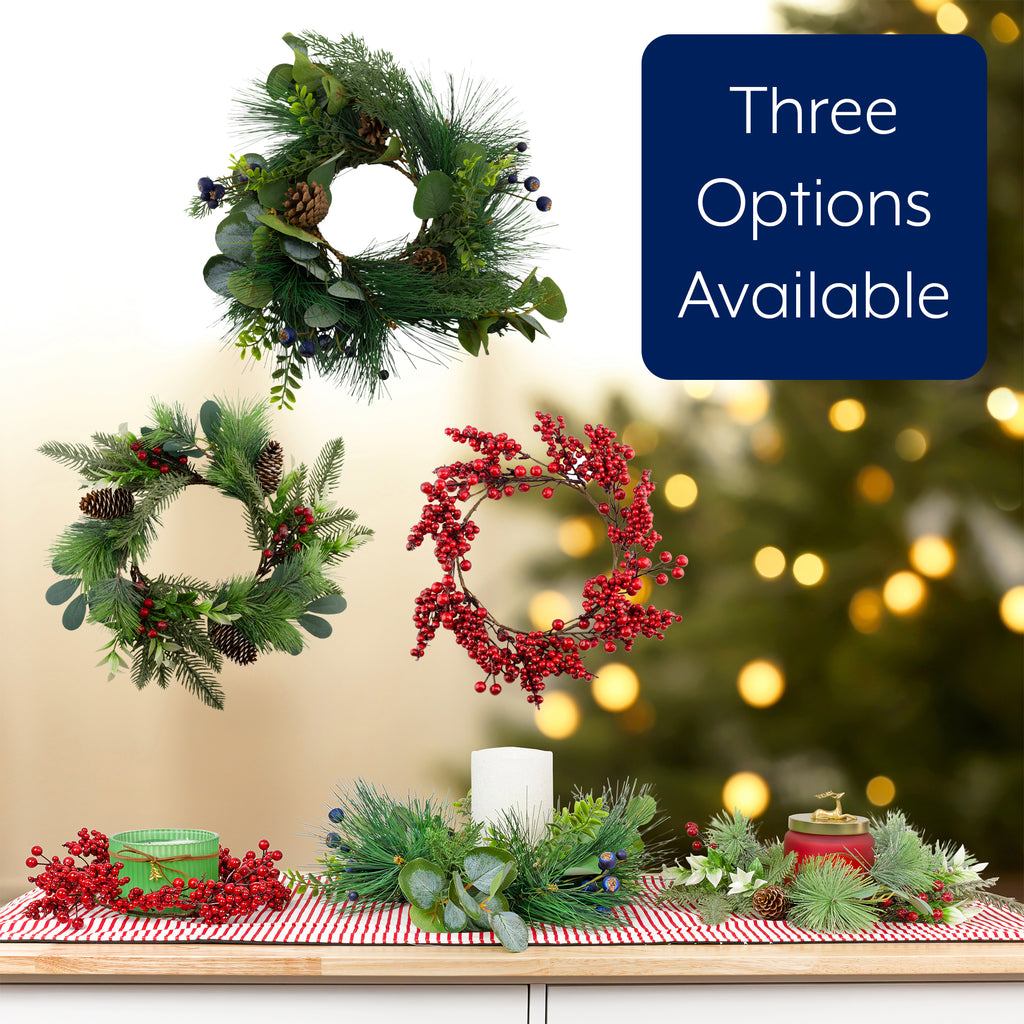 Christmas Greenery Candle Wreaths (2-Pack, Evergreen) - SXF22-107Rah1