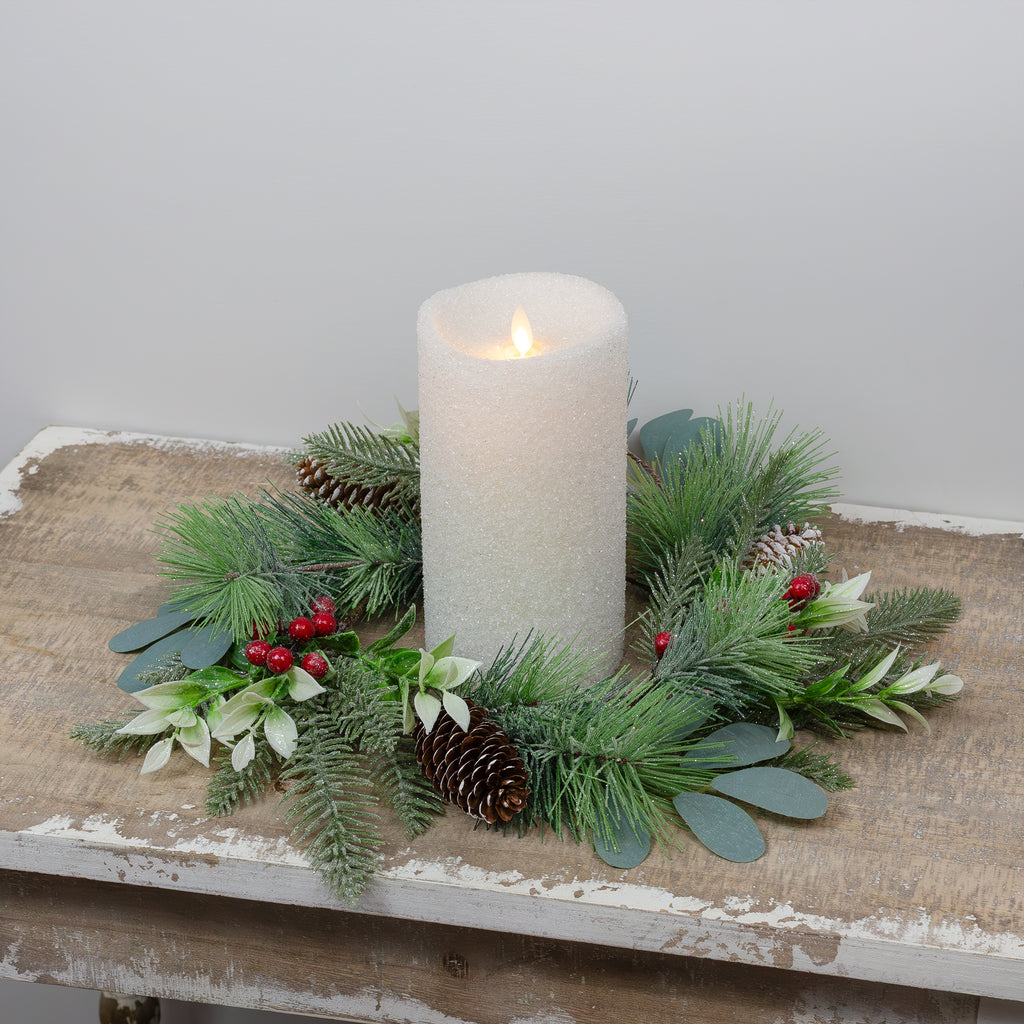 Christmas Greenery Candle Wreaths (2-Pack, Evergreen) - SXF22-107Rah1
