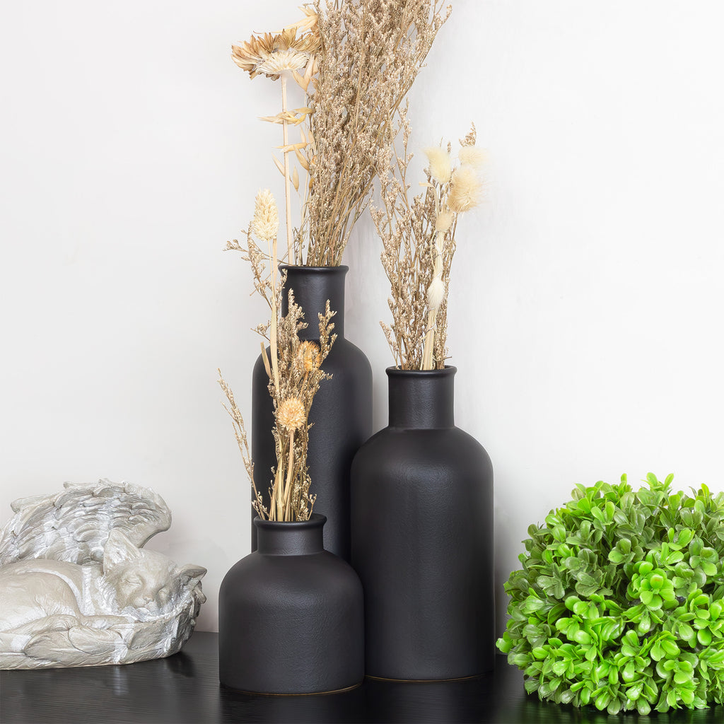 Black Ceramic Vases (Set of 3) - HML22-0929-1ah1