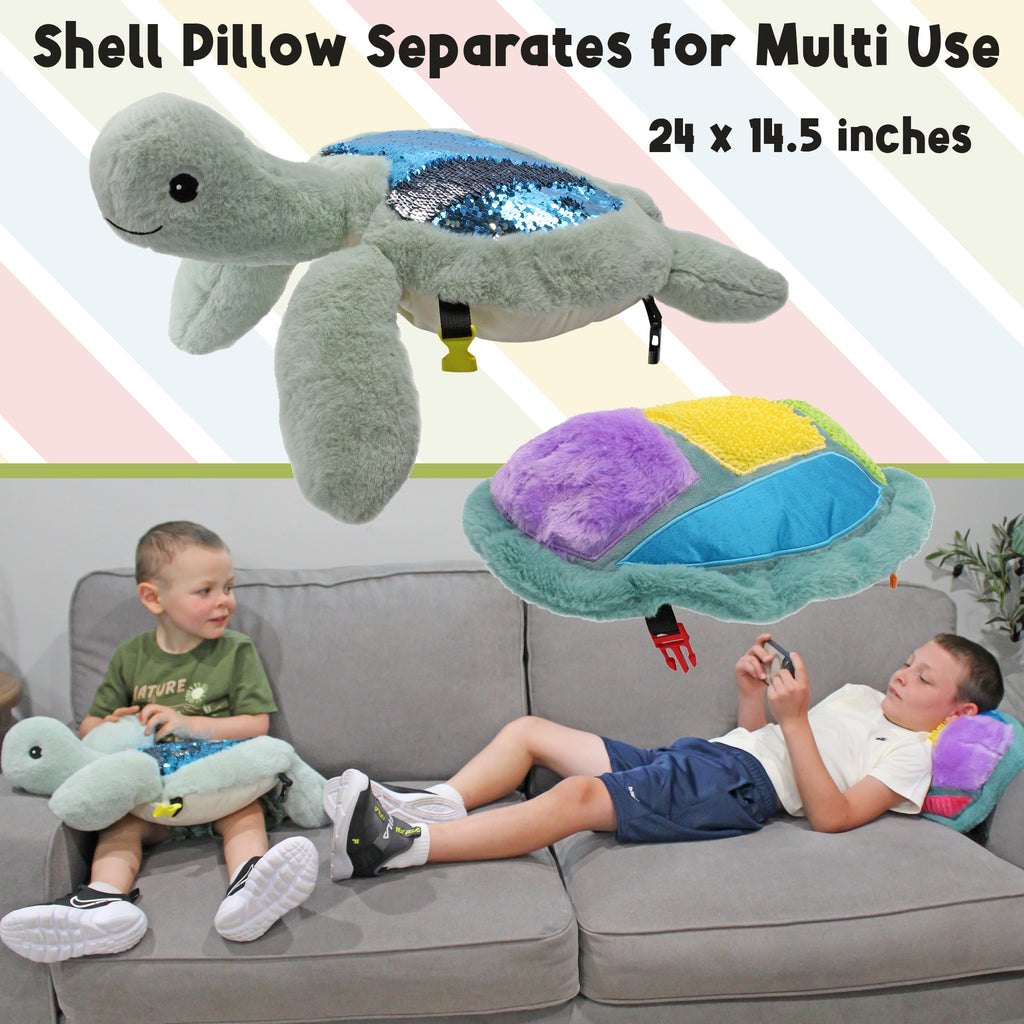 Sunny the Sea Turtle Lap Pad with Detachable Pillow, Weighted Sensory Plush - sh2565Mv1