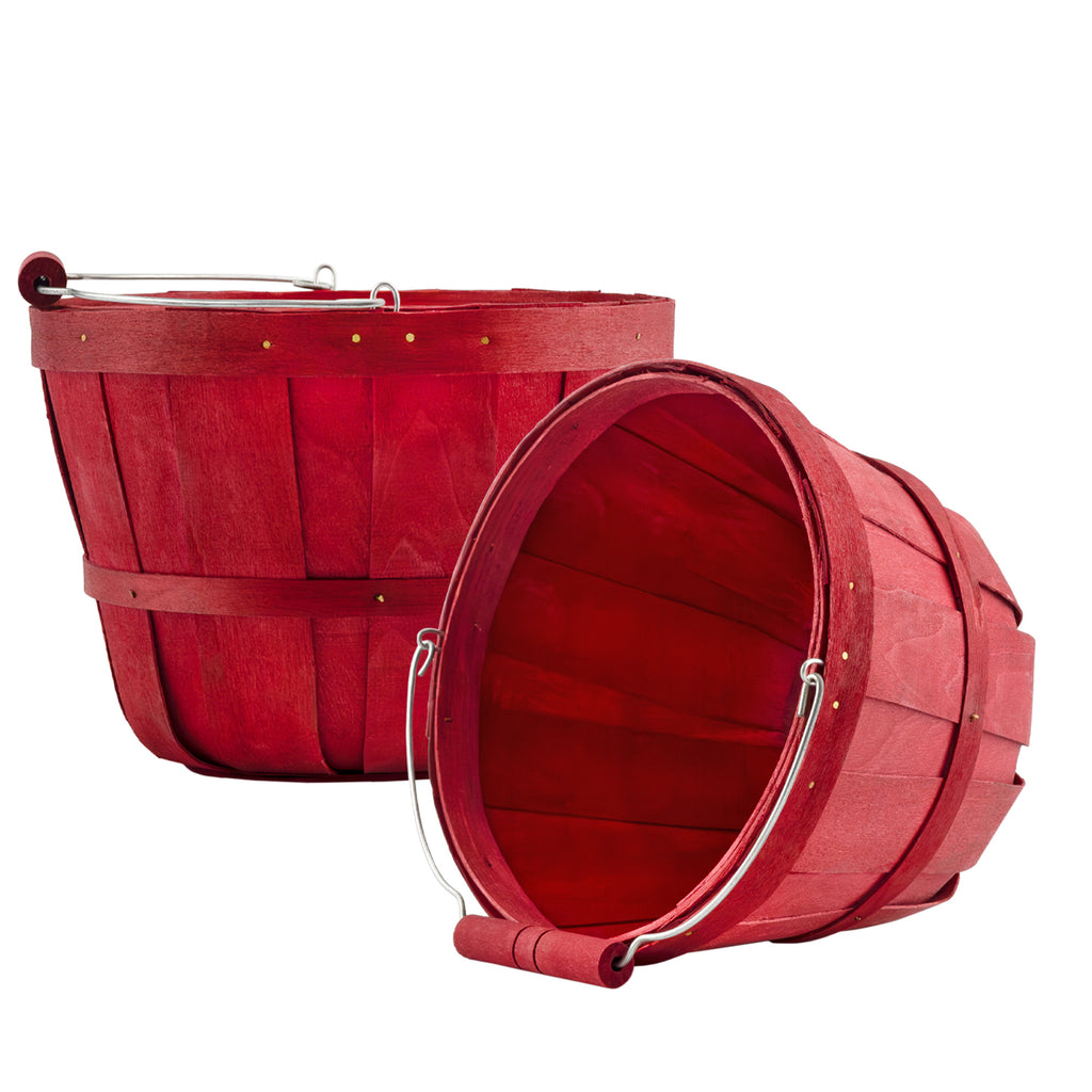 Round Wooden Baskets (2-Pack, Dark Red) - SH2586CBKit