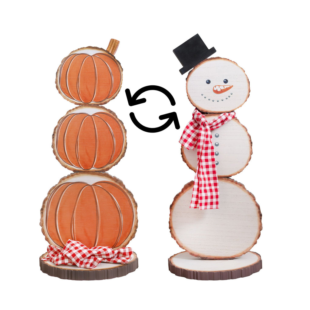 Fall Pumpkin / Christmas Snowman Reversible Stand; 30-Inch - sh2589dar0