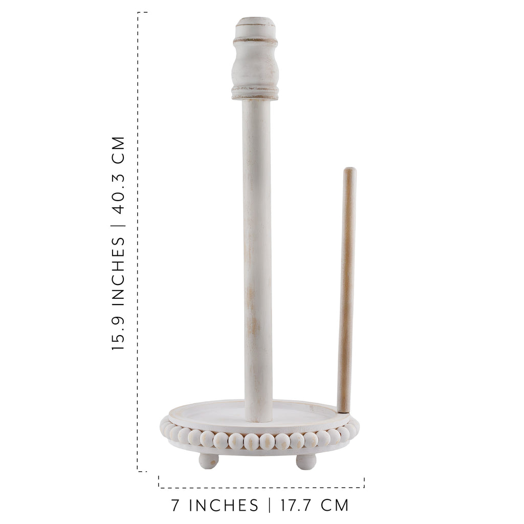 Farmhouse Beaded Paper Towel Holder (White) - sh2592ah1