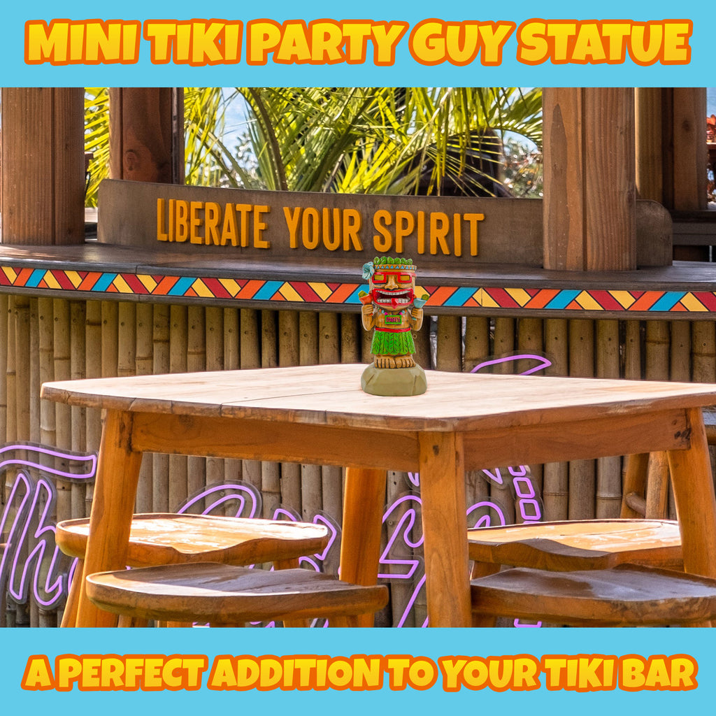 Solar Garden Mini Tiki Statue: Party Guy - sh2607ah1