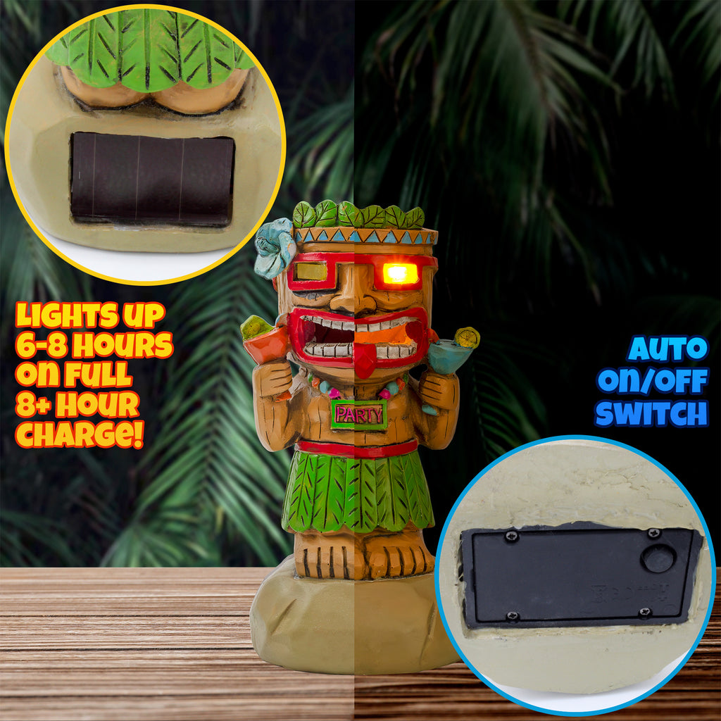 Solar Garden Mini Tiki Statue: Party Guy - sh2607ah1