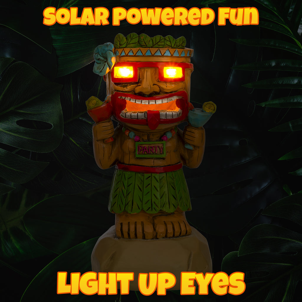 Solar Garden Mini Tiki Statue: Party Guy - sh2607ah1