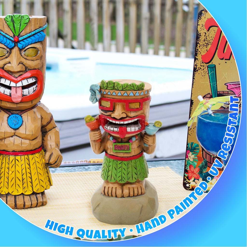 Solar Garden Mini Tiki Statue: Party Guy - sh2607ah1