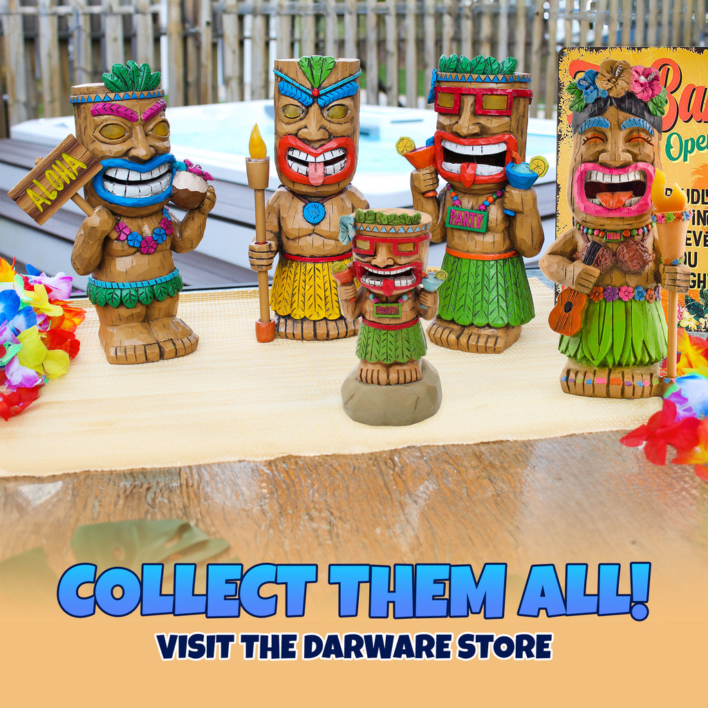 Solar Garden Mini Tiki Statue: Party Guy - sh2607ah1