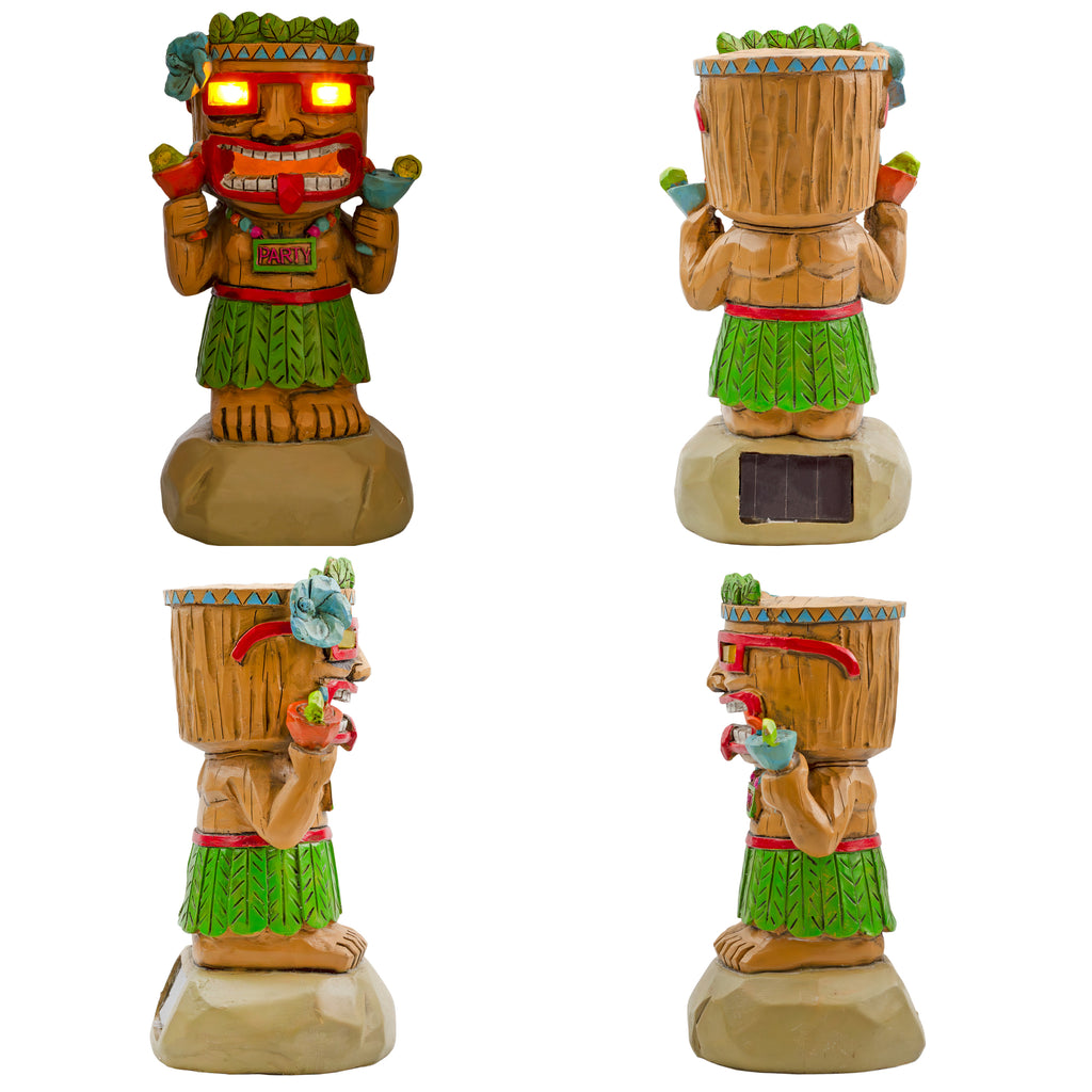 Solar Garden Mini Tiki Statue: Party Guy - sh2607ah1