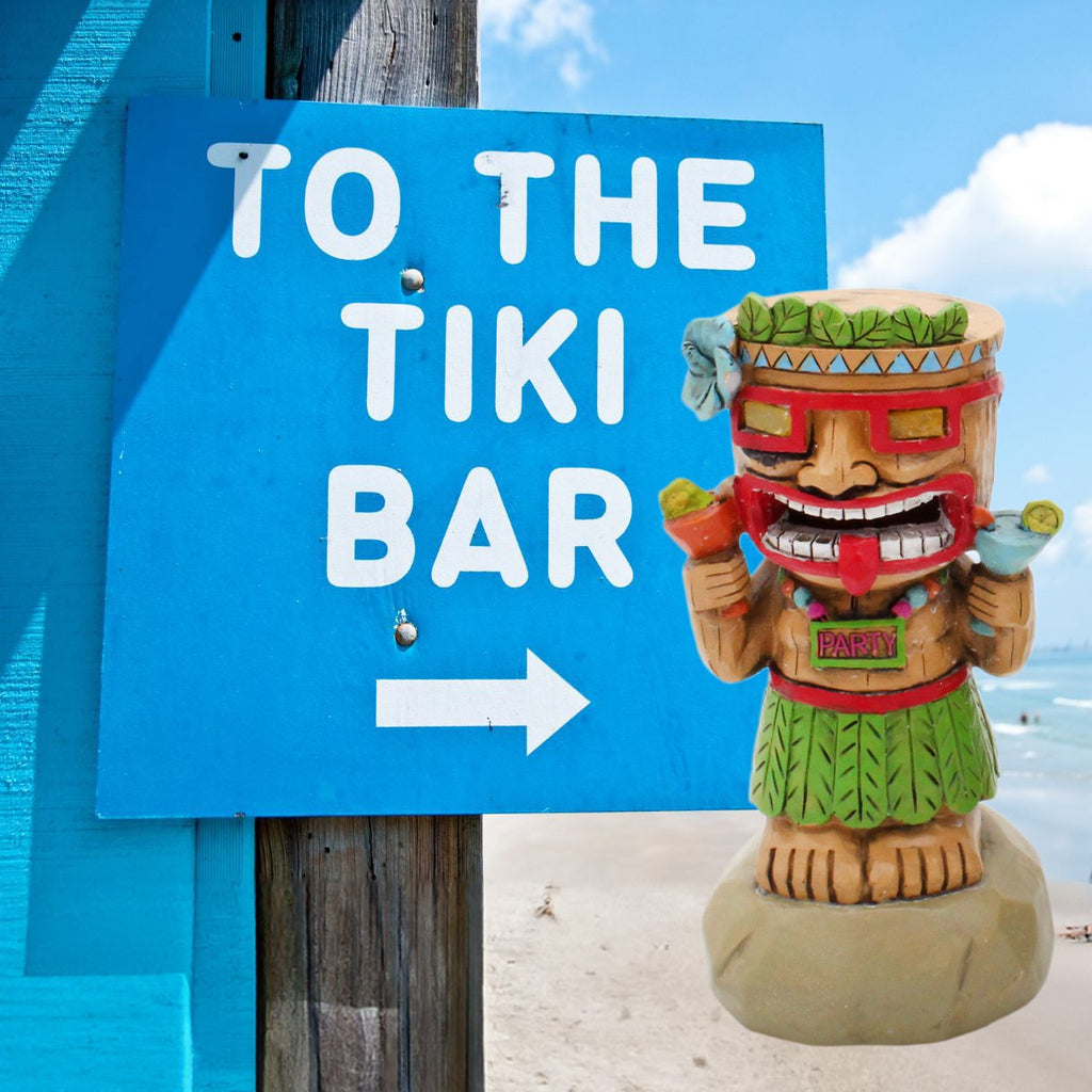 Solar Garden Mini Tiki Statue: Party Guy - sh2607ah1