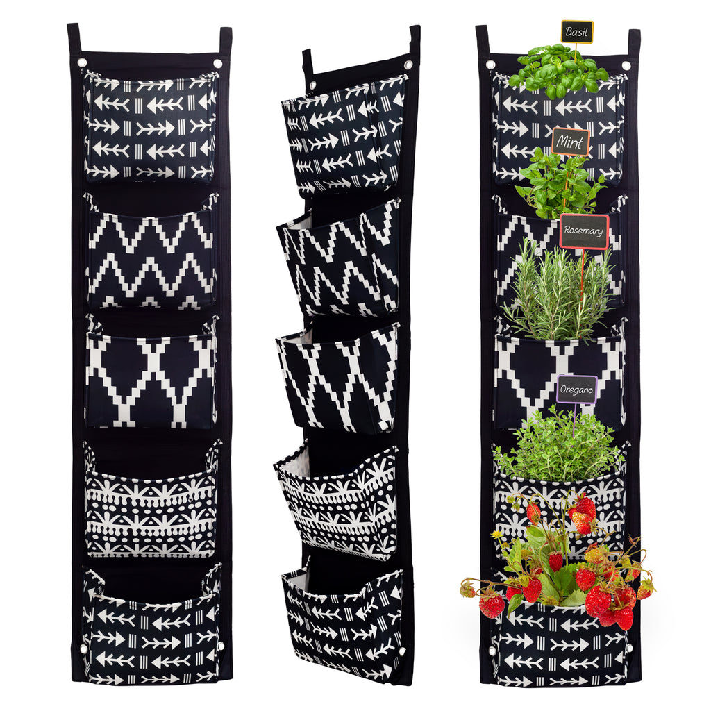 Boho Fabric Hanging Planter (3 Sets of 5 Pockets) - sh2608es1