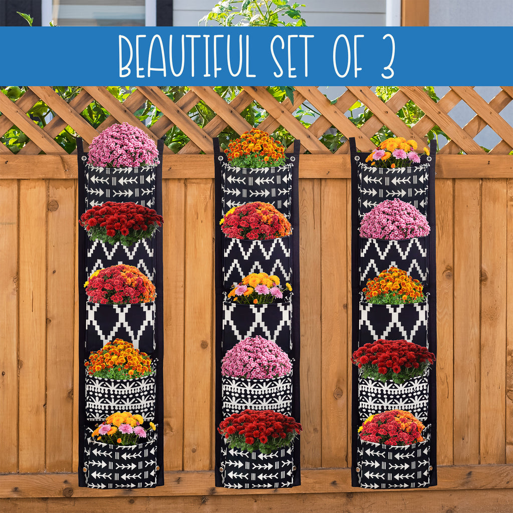 Boho Fabric Hanging Planter (3 Sets of 5 Pockets) - sh2608es1